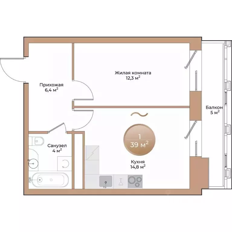 1-к кв. Красноярский край, Красноярск ул. Партизана Железняка (39.0 м) - Фото 2