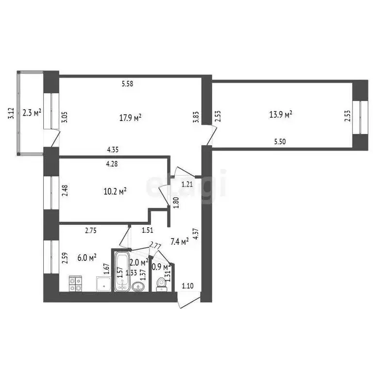 3-комнатная квартира: Стерлитамак, улица Дружбы, 66 (58.3 м) - Фото 0