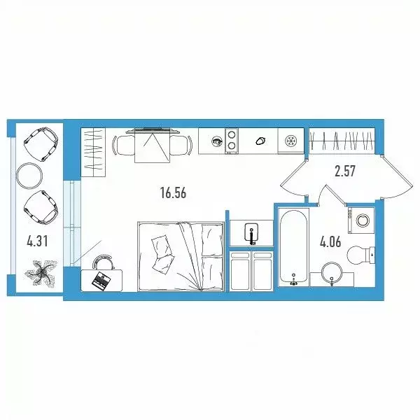 Студия Санкт-Петербург ул. Тельмана, 37 (24.48 м) - Фото 0