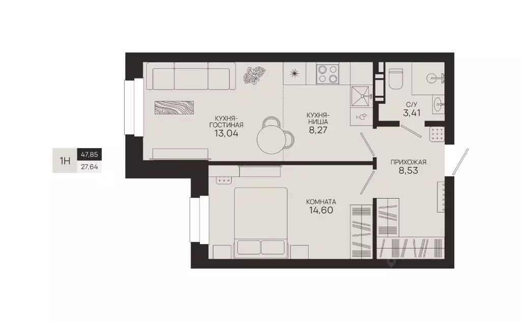 1-к кв. Ханты-Мансийский АО, Сургутский район, Федоровский городское ... - Фото 1