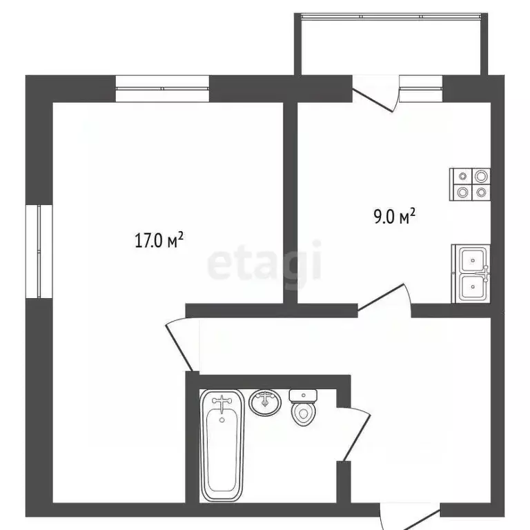 1-к кв. Самарская область, Тольятти ул. Ворошилова, 26 (40.0 м) - Фото 1