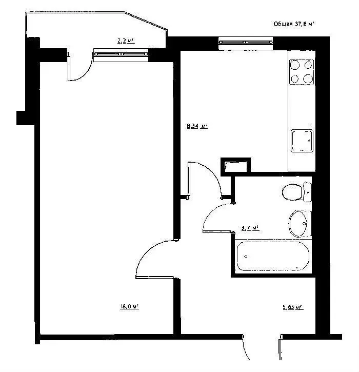 1-комнатная квартира: Москва, улица Декабристов, 2к3 (37 м) - Фото 1