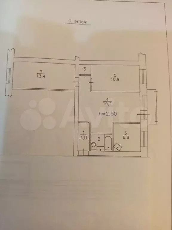 3-к. квартира, 57,4 м, 4/5 эт. - Фото 0