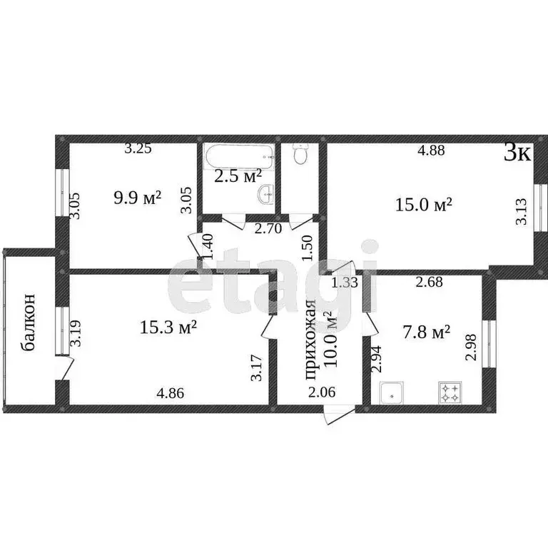 3-комнатная квартира: Ишим, улица Свердлова, 10 (58.6 м) - Фото 1