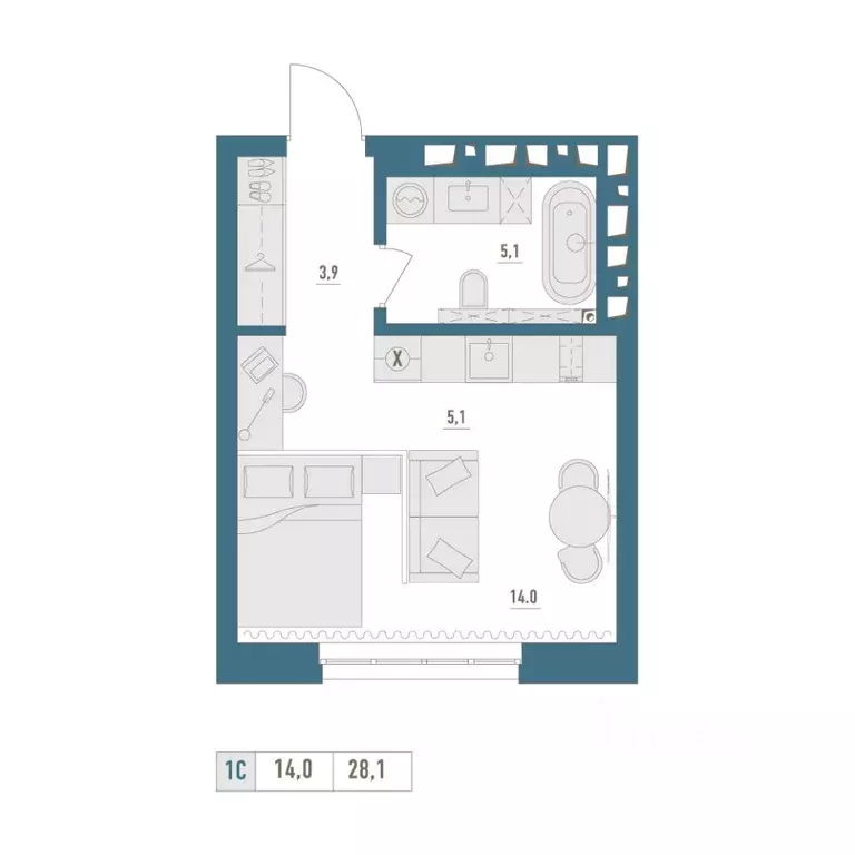 1-к кв. Башкортостан, Уфа Затон-Восточный жилрайон,  (28.1 м) - Фото 1