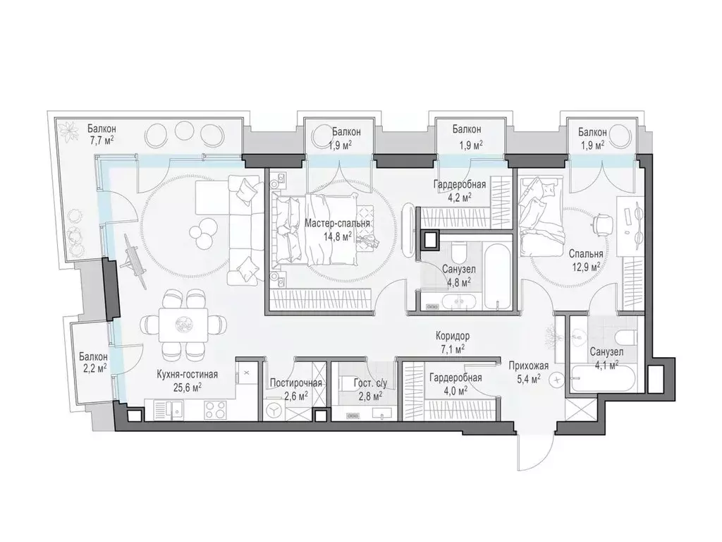 2-к кв. Москва Тишинский Бульвар жилой комплекс (95.0 м) - Фото 1