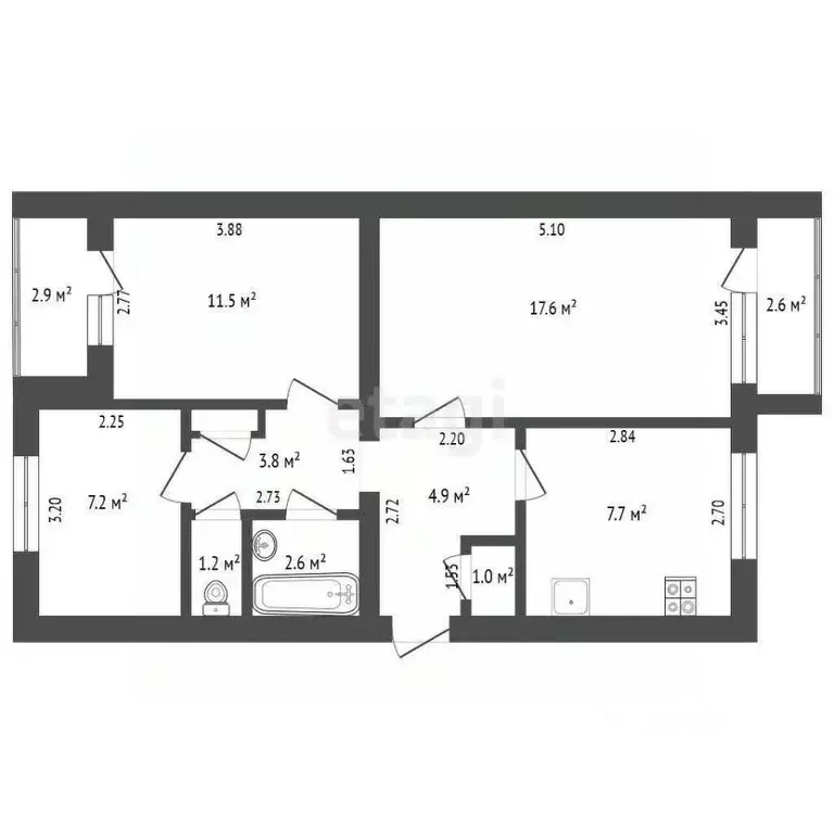 3-к кв. Ростовская область, Ростов-на-Дону 1-я Баррикадная ул., 48 ... - Фото 1