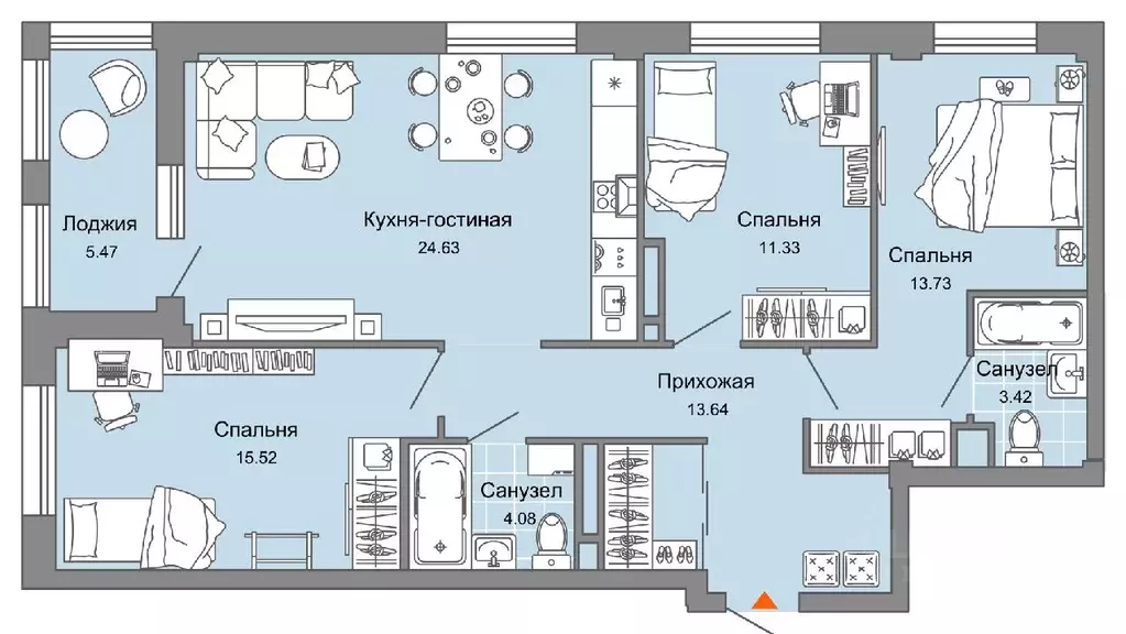 4-к кв. Кировская область, Киров Знак жилой комплекс (90.0 м) - Фото 0