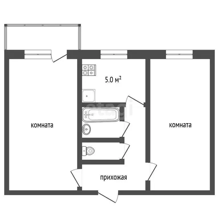 Квартира, 2 комнаты, 43.2 м - Фото 0