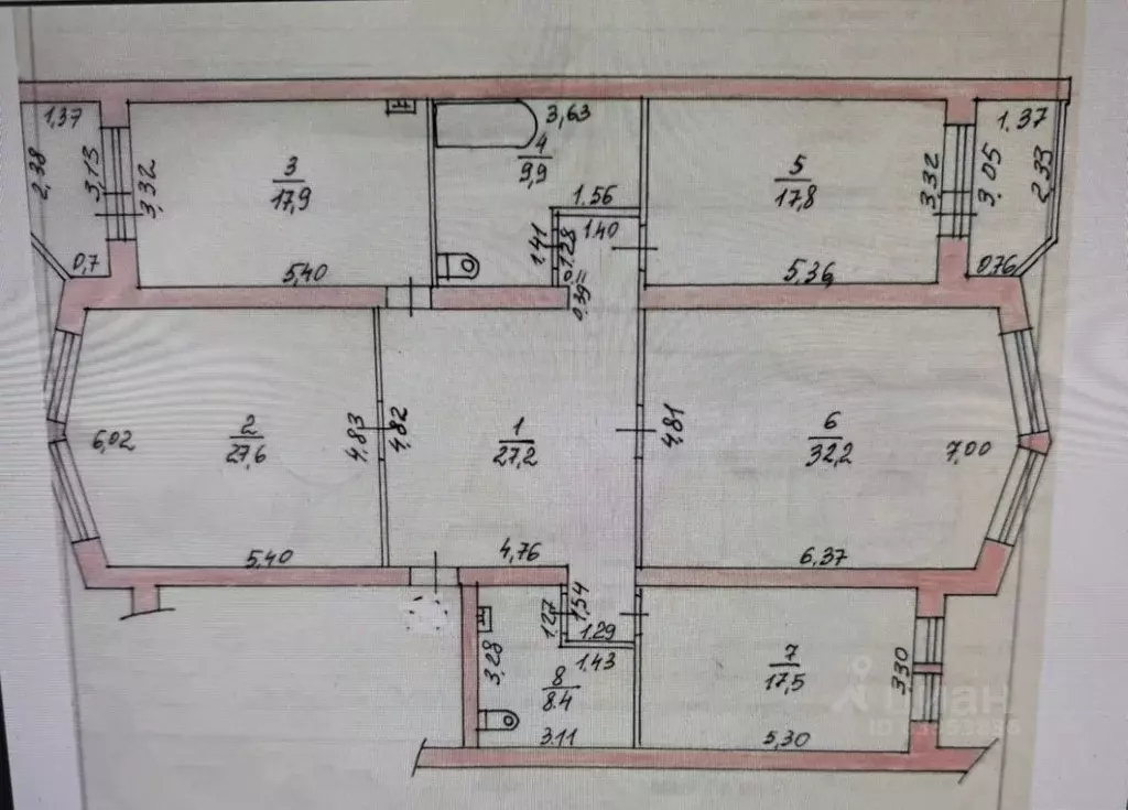 4-к кв. Татарстан, Казань ул. Восстания, 60 (158.5 м) - Фото 2