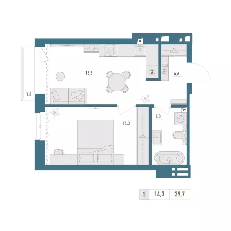 1-к кв. Башкортостан, Уфа Затон-Восточный жилрайон,  (39.7 м) - Фото 1