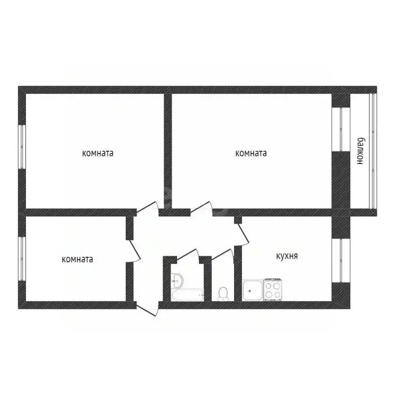 3-к кв. Курганская область, Курган просп. Конституции, 50 (62.9 м) - Фото 2