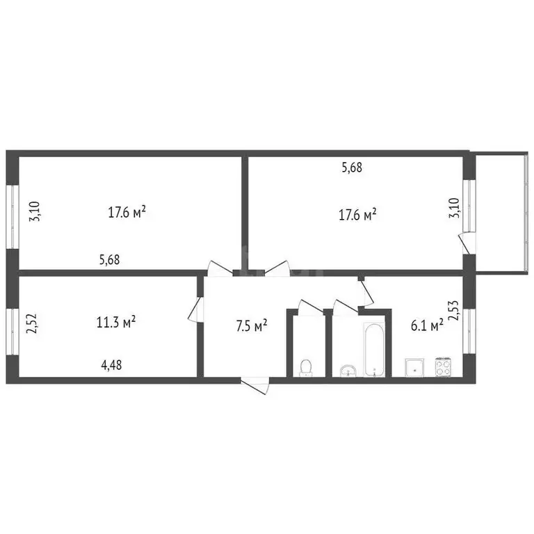 3-комнатная квартира: Вологда, Псковская улица, 3А (63.3 м) - Фото 1