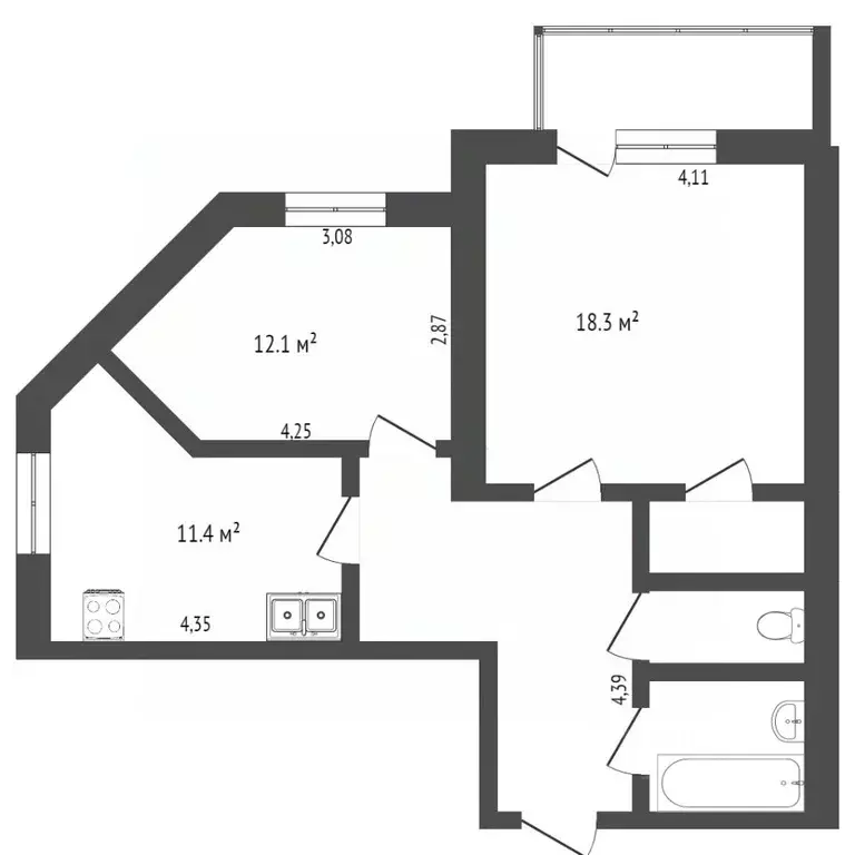 2-к кв. Вологодская область, Вологда Ленинградская ул., 146 (53.0 м) - Фото 2