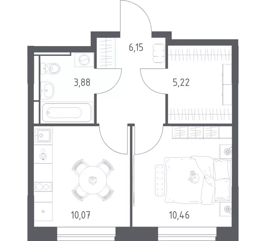 1-комнатная квартира: село Ям, улица Мезенцева, 19 (35.78 м) - Фото 1