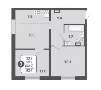 Продаётся 3-к квартира, 52.9 м - Фото 0
