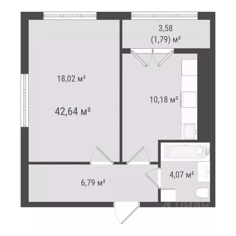 1-к кв. Сахалинская область, Южно-Сахалинск ул. Ленина (40.85 м) - Фото 0