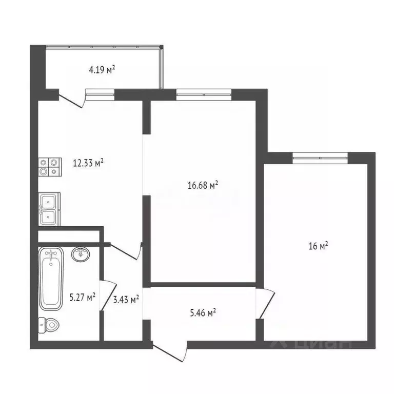 2-к кв. Санкт-Петербург ул. Оптиков, 52к2 (58.2 м) - Фото 1