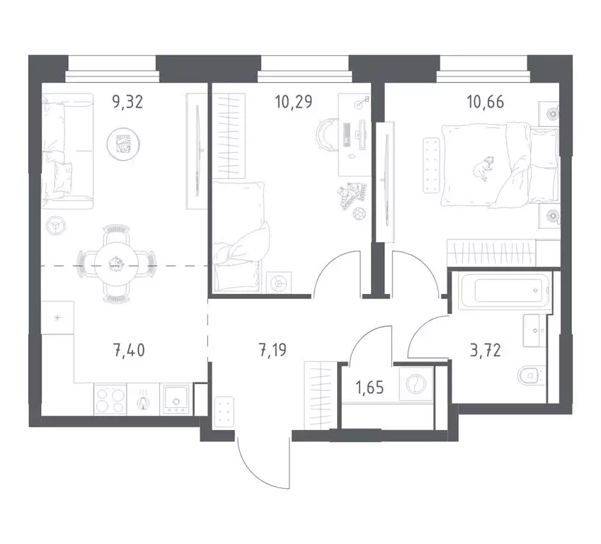 2-комнатная квартира: Красногорск, жилой комплекс Квартал Строгино, к1 ... - Фото 1