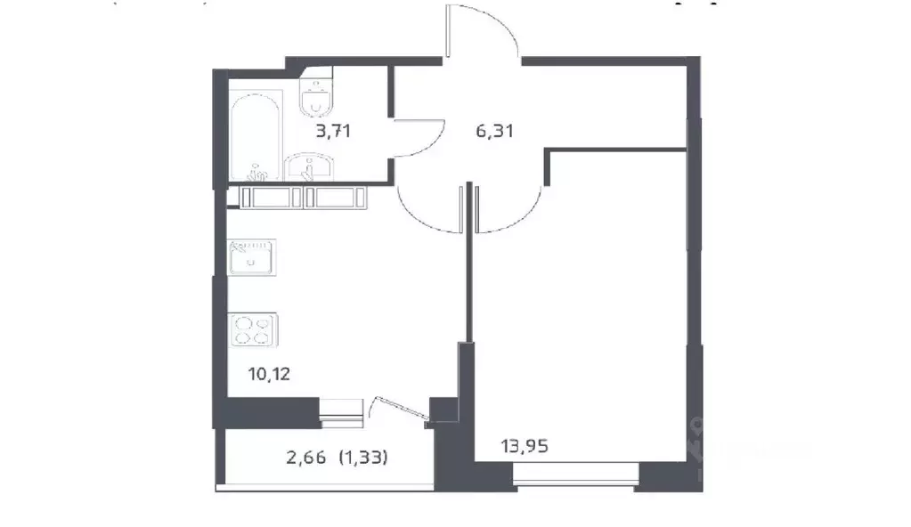 1-к кв. Санкт-Петербург ул. Гудиловская, 9 (35.0 м) - Фото 1