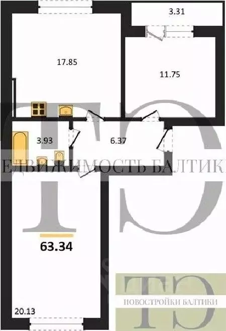 2-к кв. Калининградская область, Зеленоградский муниципальный округ, ... - Фото 1
