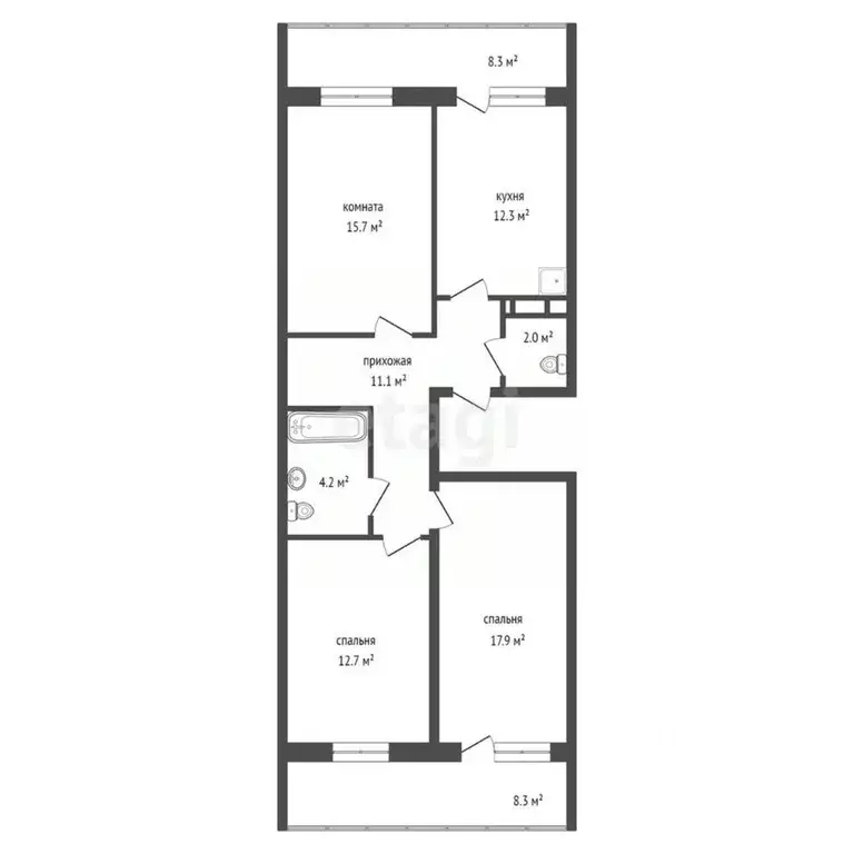 3-к кв. Красноярский край, Красноярск ул. Александра Матросова, 36 ... - Фото 2