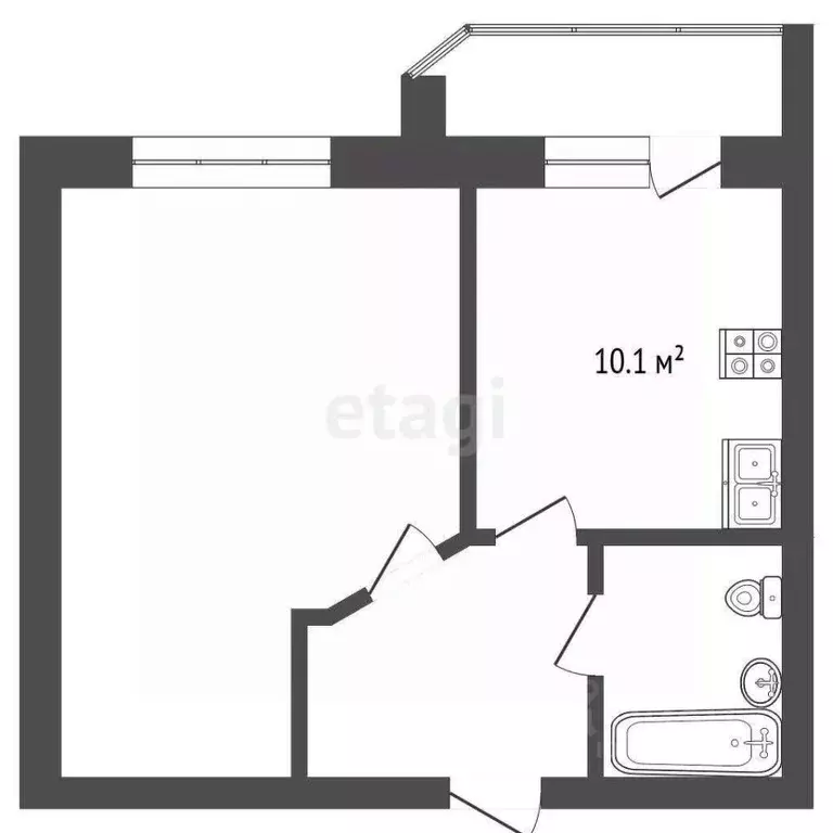 1-к кв. Калужская область, Калуга Московская ул., 343 (38.3 м) - Фото 2