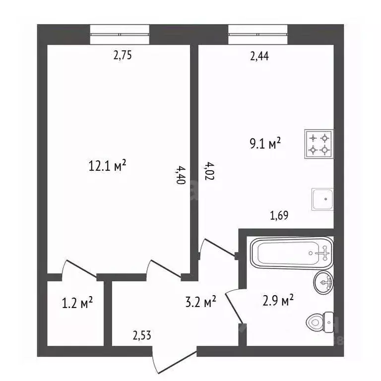 1-к кв. Амурская область, Благовещенск городской округ, с. Белогорье ... - Фото 2