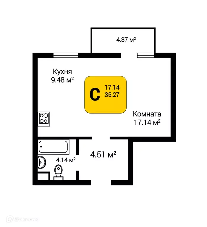 Продаётся 1-к квартира, 36.58 м - Фото 0