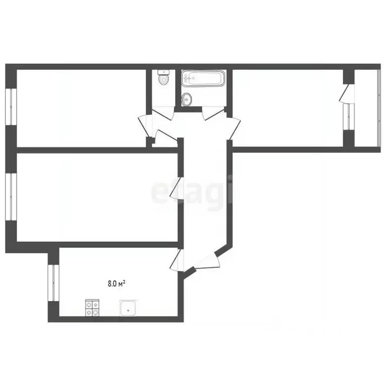 3-к кв. Тюменская область, Тюмень Широтная ул., 35 (65.8 м) - Фото 2