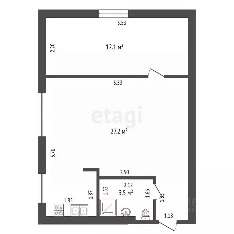 1-к кв. Калининградская область, Зеленоградск ул. Бровцева, 1 (43.0 м) - Фото 2