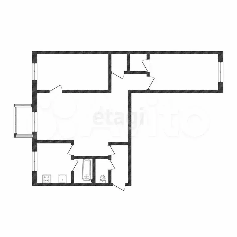 3-к. квартира, 55,2 м, 4/5 эт. - Фото 0