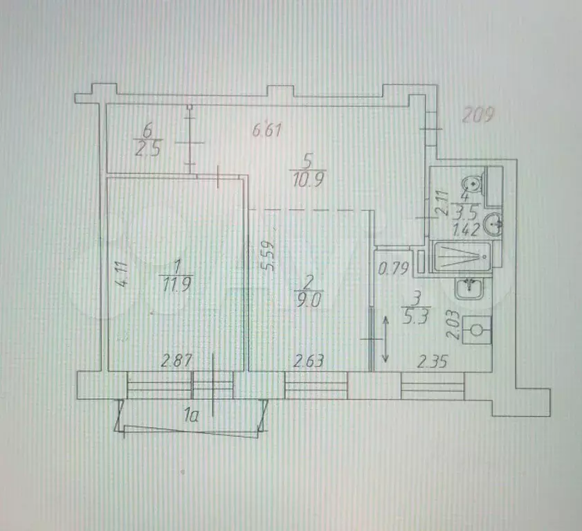 2-к. квартира, 45 м, 8/9 эт. - Фото 0