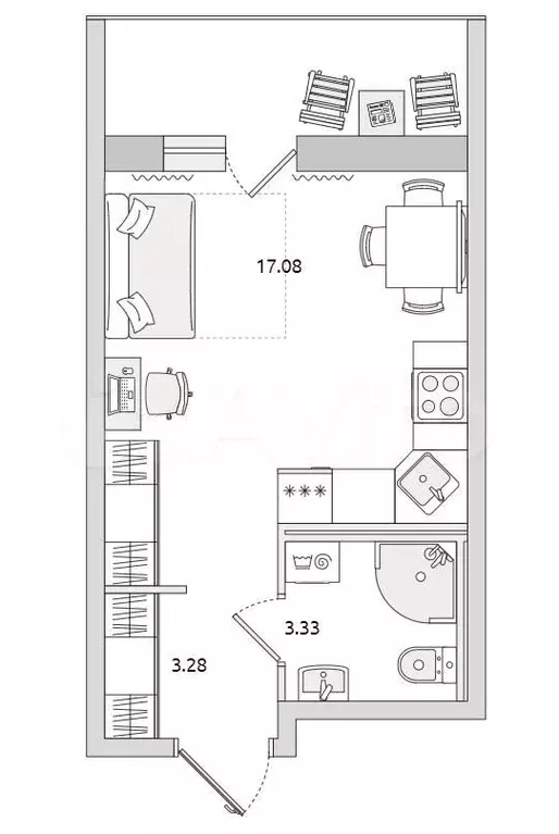 Квартира-студия, 28,5 м, 3/17 эт. - Фото 0