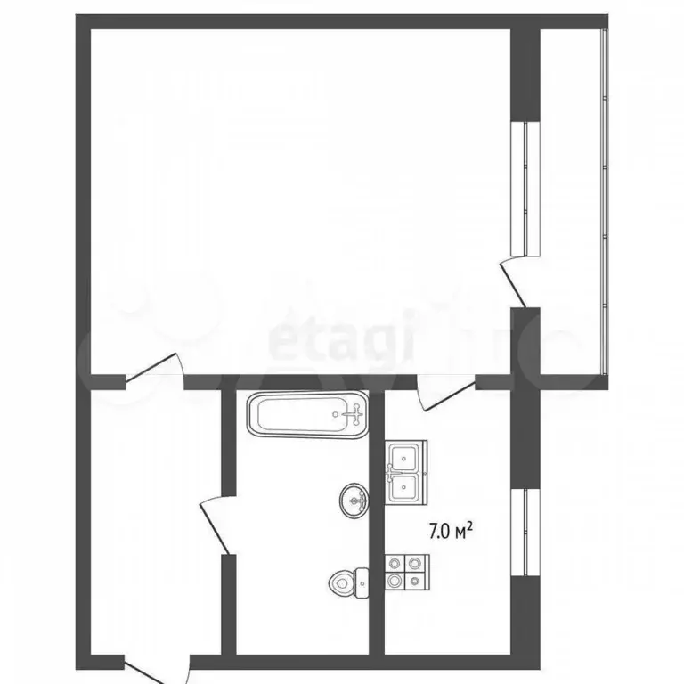 1-к. квартира, 30,3 м, 5/5 эт. - Фото 1