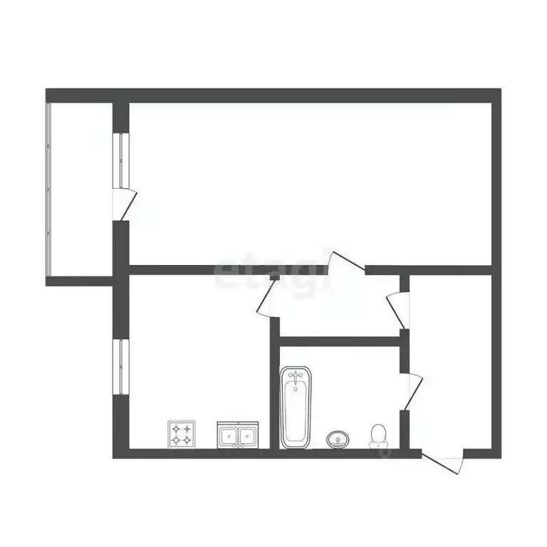 1-к кв. Тюменская область, Тюмень Волгоградская ул., 105 (31.3 м) - Фото 1