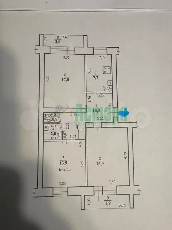 3-к. квартира, 72,6 м, 3/5 эт. - Фото 0