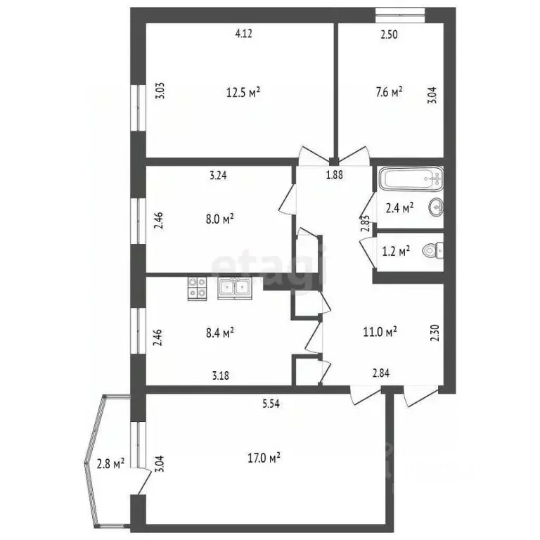 4-к кв. Саха (Якутия), Якутск ул. Лермонтова, 23/4 (69.7 м) - Фото 1