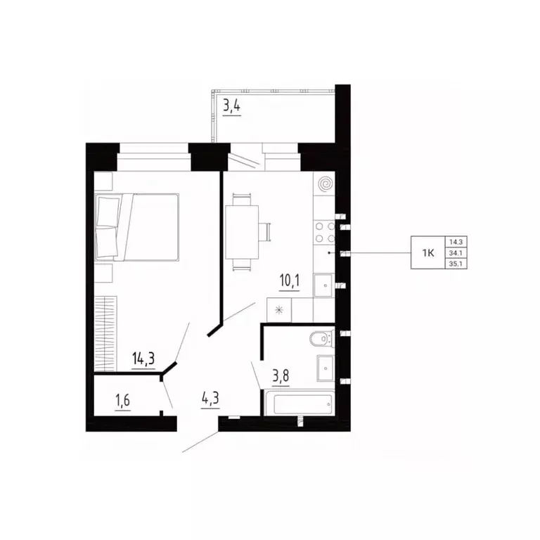 1-к кв. Орловская область, Орловский район, д. Образцово, Первый мкр  ... - Фото 0