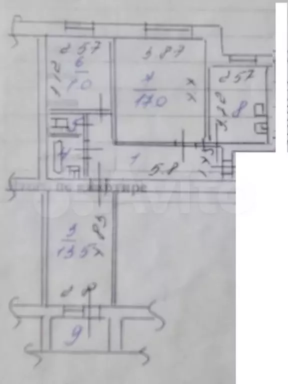 3-к. квартира, 60 м, 8/9 эт. - Фото 0