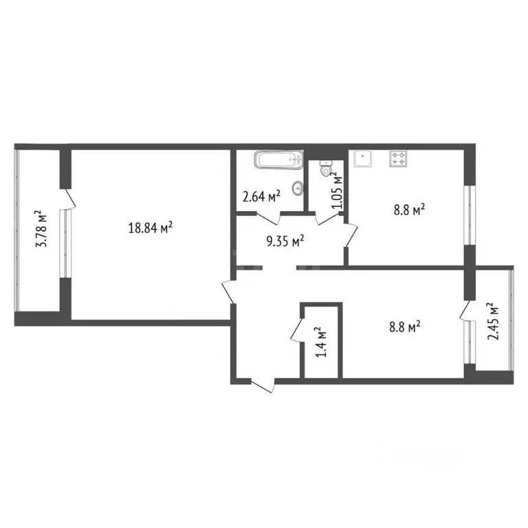 2-к кв. Красноярский край, Красноярск ул. Алексеева, 113 (50.8 м) - Фото 1