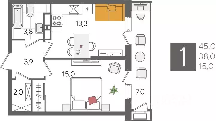 1-к кв. Краснодарский край, Краснодар Черемушки мкр, Рекорд жилой ... - Фото 1