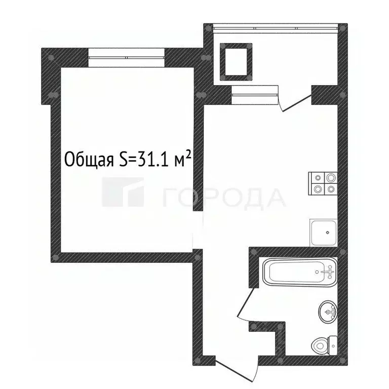 1-к кв. Алтайский край, Барнаул ул. 6-я Нагорная, 15Г/5к1 (31.1 м) - Фото 2