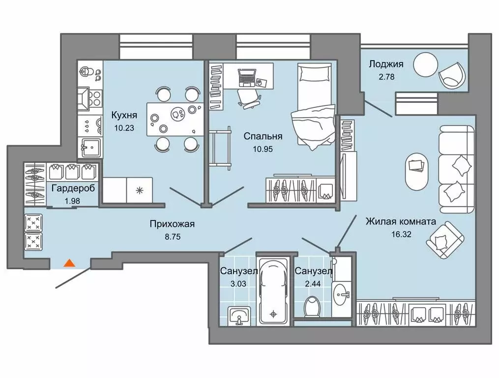 2-комнатная квартира: Киров, улица Дмитрия Козулева, 10 (55 м) - Фото 1