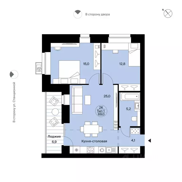 2-к кв. Коми, Сыктывкар Сысольское ш., 84 (69.0 м) - Фото 0