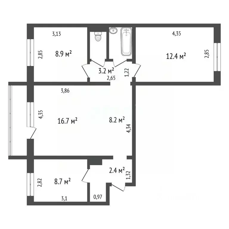 3-к кв. Красноярский край, Красноярск Взлетка мкр, ул. Батурина, 7 ... - Фото 2