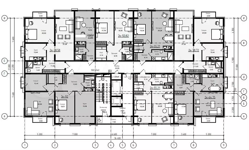 Апартаменты-студия, 28,5 м, 7/12 эт. - Фото 0