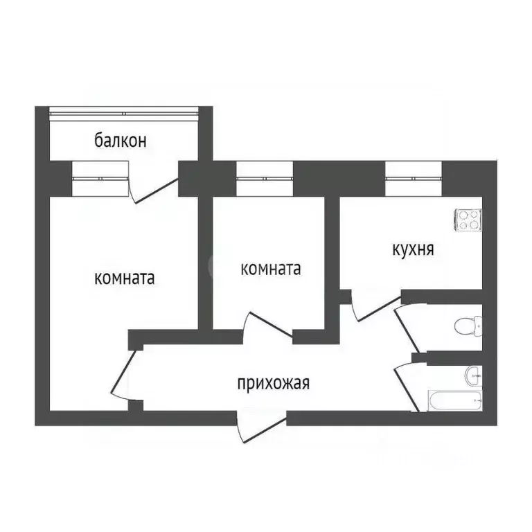 2-к кв. Курганская область, Курган Заозерный жилрайон, 6-й мкр, 10А ... - Фото 2