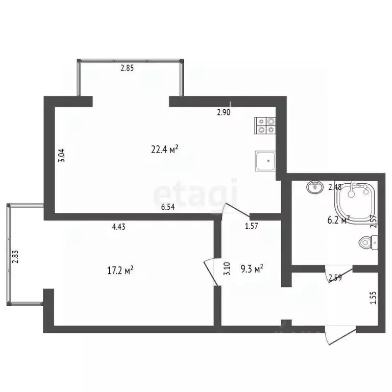 1-к кв. Севастополь ул. Симонок, 53В (55.1 м) - Фото 0