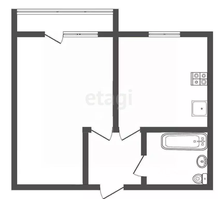 1-к кв. Тульская область, Узловая Дубовская ул., 8 (35.3 м) - Фото 2